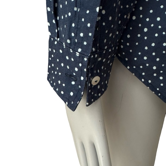 CARVE DESIGNS Organic Cotton Polka Dot Button Front Tunic Blouse Roll Up Sleeve - Picture 12 of 15